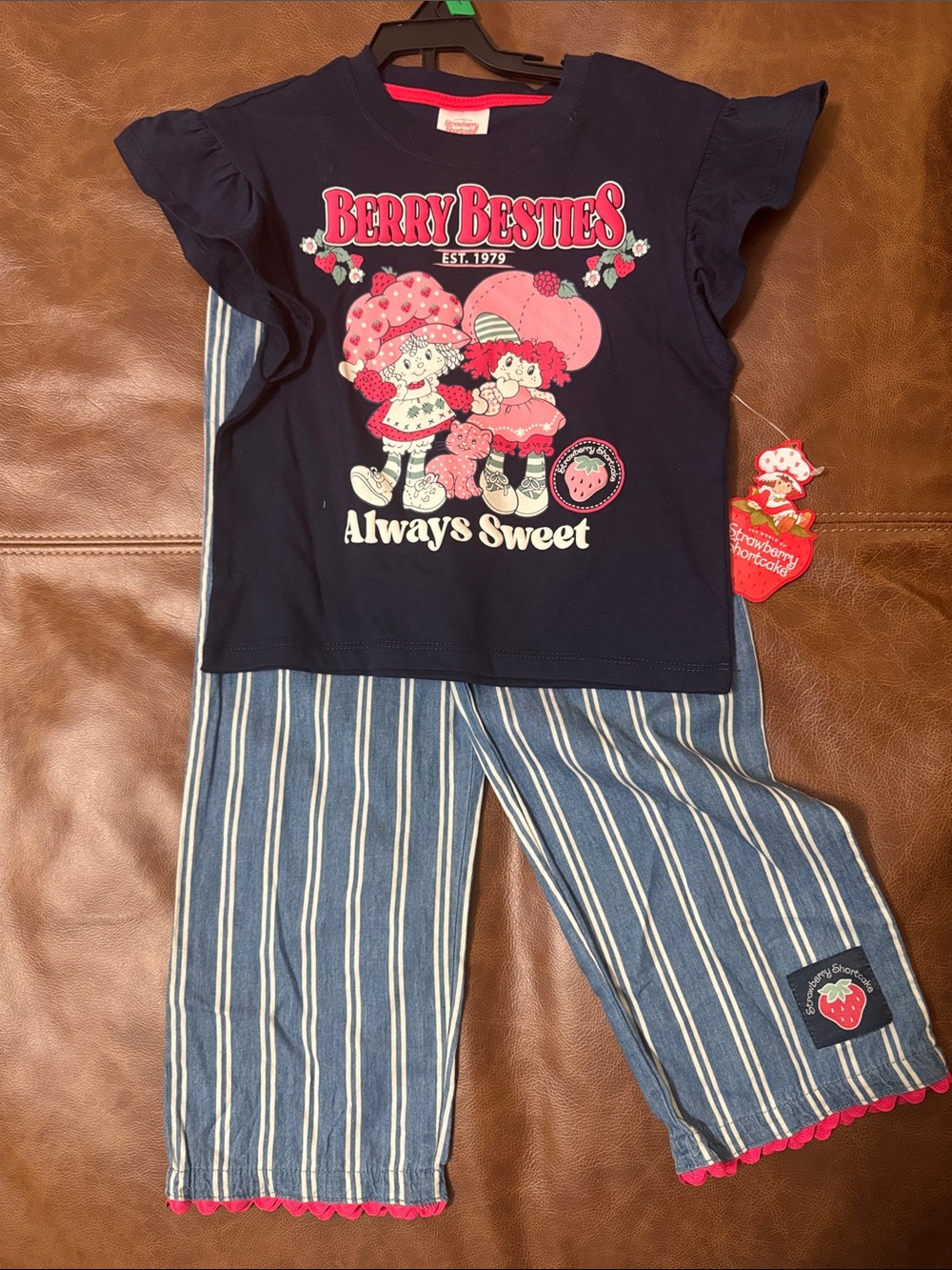 Strawberry Shortcake Navy & Pink Pant Set Outfit for Girls Berry Besties